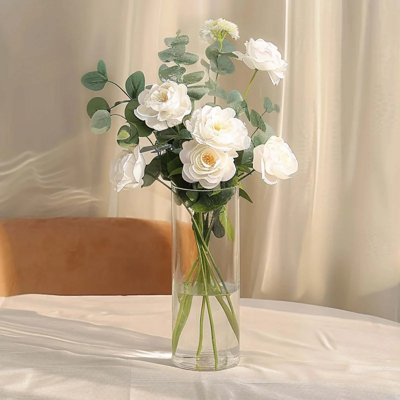 Modern dotted wall decor-6 Pack Heavy Duty Clear Cylinder Glass Flower Vases 12" Tall