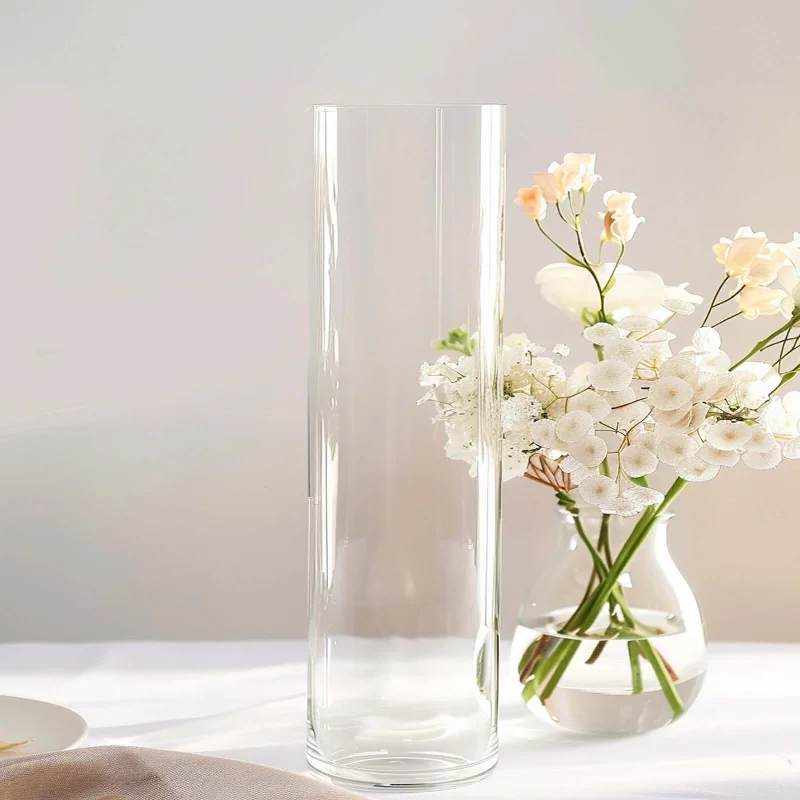 Bronze-plated serving tray-6 Pack Heavy Duty Clear Cylinder Glass Flower Vases 14" Tall