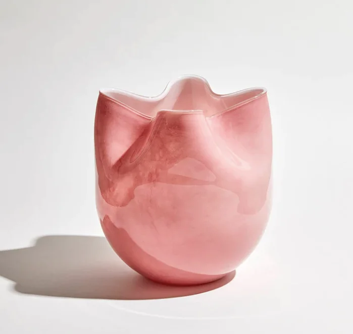 Minimalist glass vase-Cino Vase Frill Pink