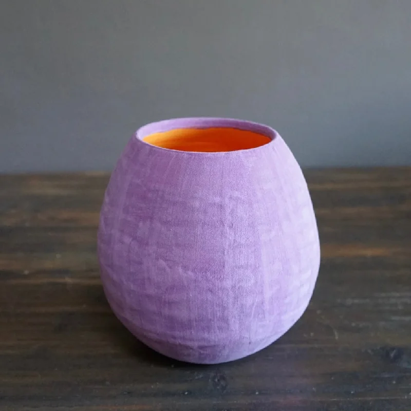 Ceramic marigold planter-Dino Vase Lavender / Orange #JT358D