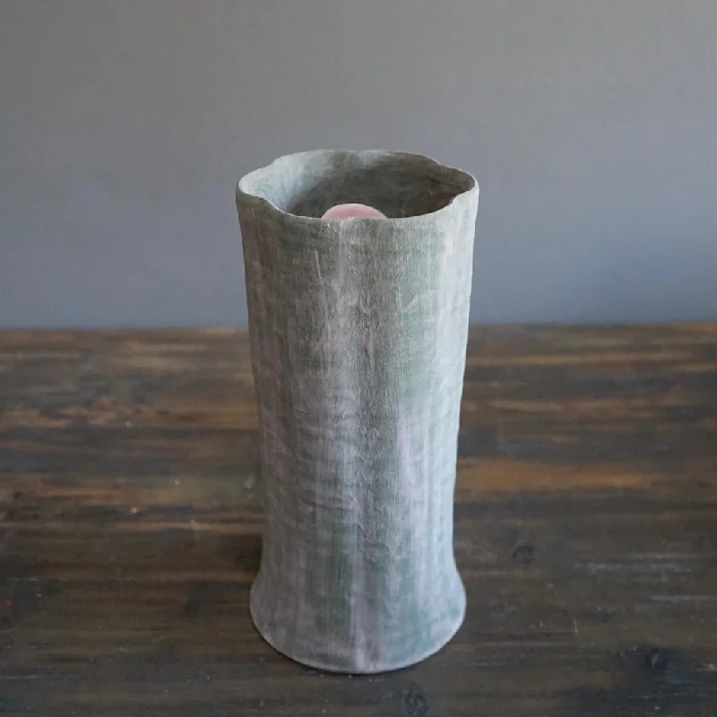 Farmhouse cedar wall decor-Fluted Vase Green / Pink #JT356E