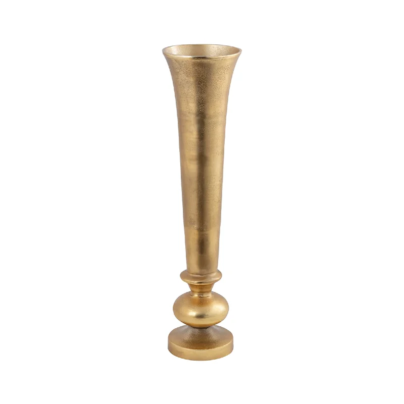 Hand-shaped pottery vase-Louis - Fluted Vase Gold