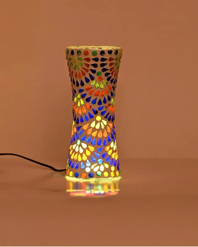 Hand-glazed clay bowl-Luminous Shining Glass Mosaic LED Light Pot With Cord and Two Pin Plug Without Flower | 8 x 4 inches