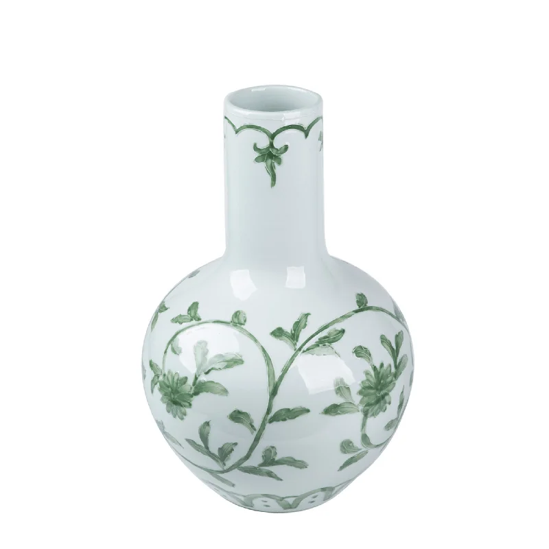 Modern dotted canvas art-Porcelain Celadon Green Vine Globular Vase