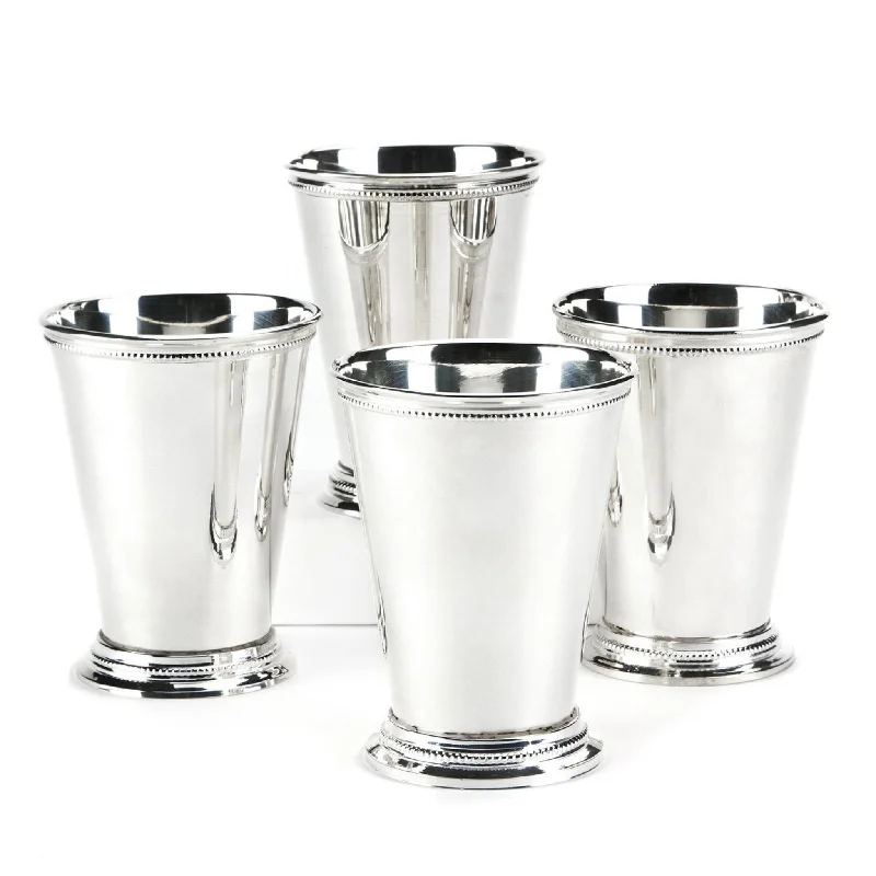 Bronze-accent decorative bowl-Set of 4 Lacquered Silver-Plated Mint Julep Vases