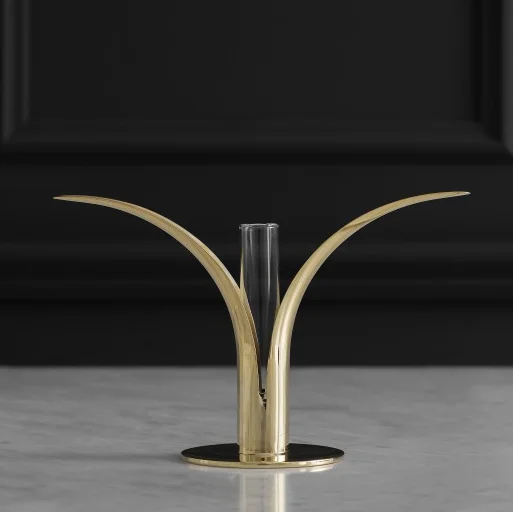 Bronze-edged decorative tray-Skultuna Vase for Lily Candleholder