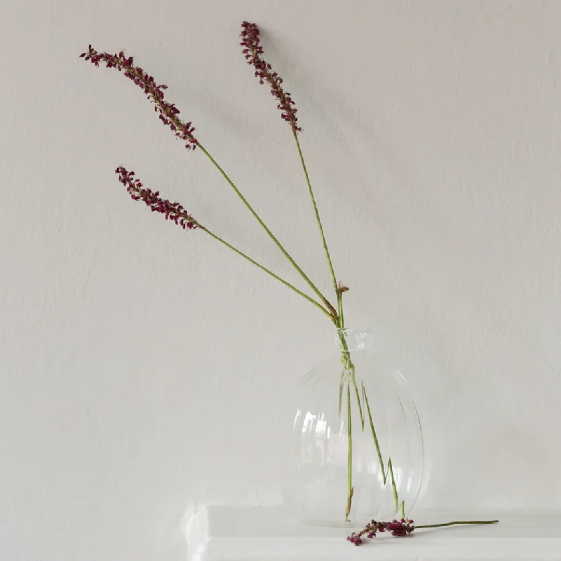 Woven reed storage box-Tall Clear Ribbed Glass Vase