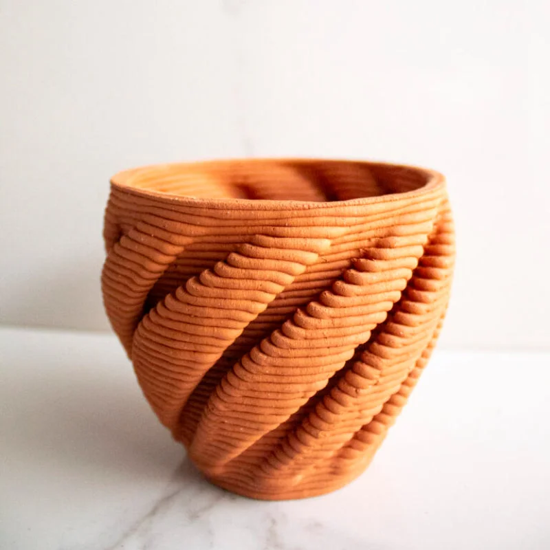 Rustic cotton curtain tie-Terracotta Brown and Twisted Flower Vase