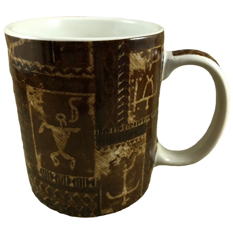 Glitter travel water cup-Ancient Tapa Mug Island Heritage