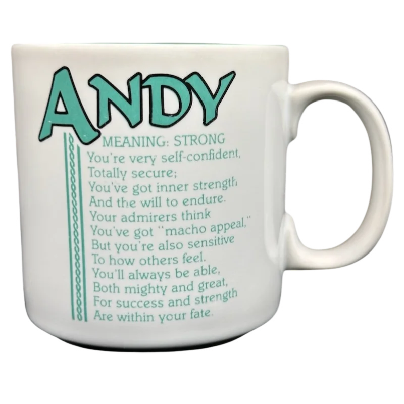 Minimalist gray ceramic mug-ANDY Poetry Name Green Interior Mug Papel