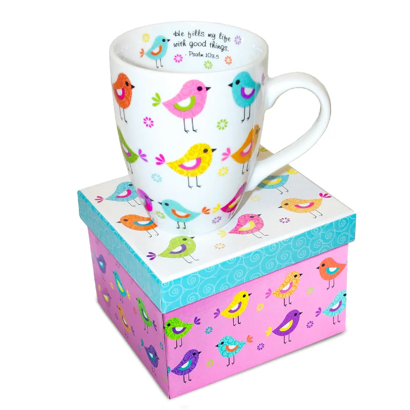 Lightweight frosted mug-Ceramic Mug - Birds In Rows