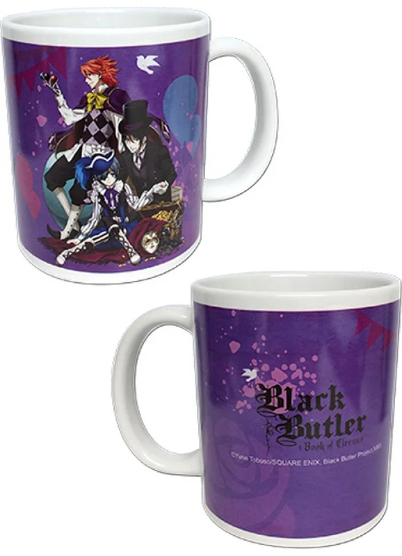 Sleek red ceramic mug-Black Butler Book Of Circus - Ciel Phantomhive, Sebastian Michaelis & Joker Mug