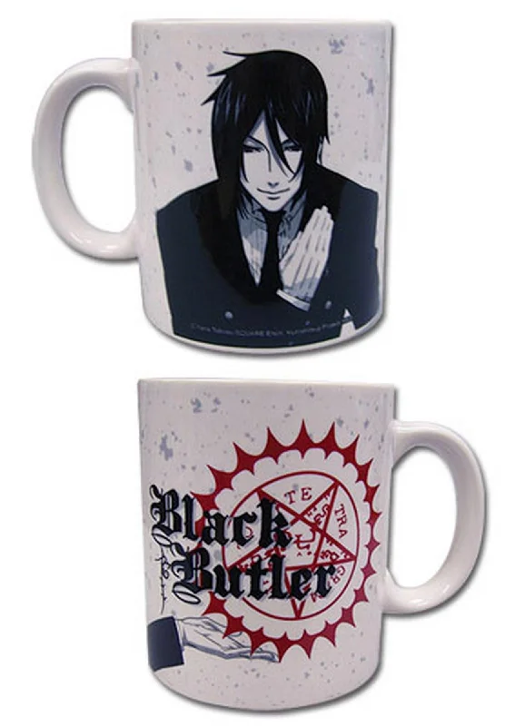 Non-slip steel sipping cup-Black Butler - Sebastian Michaelis White Mug