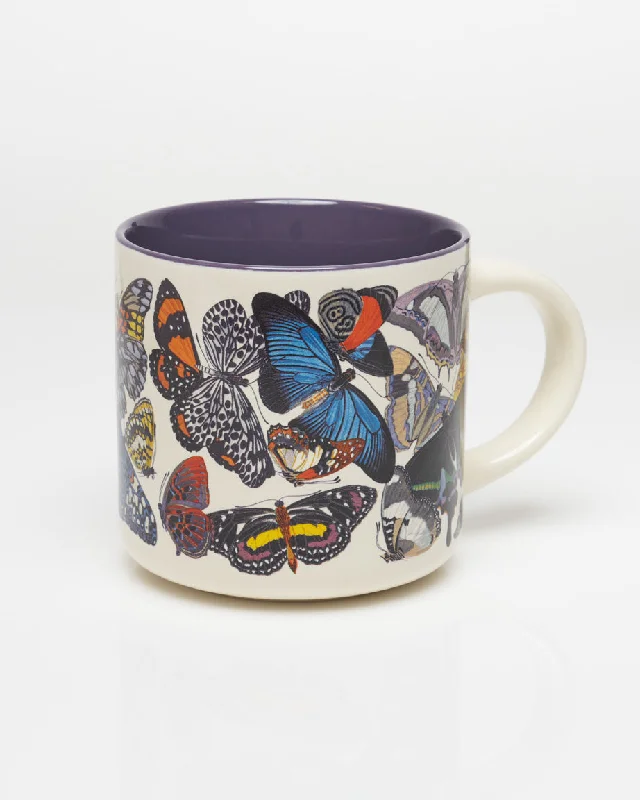 Playful striped ceramic mug-Butterflies 15 oz Ceramic Mug