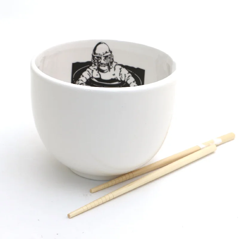 Retro plaid tumbler-Chopstick Bowl, Creature From the Black Lagoon, monster, ceramic noodle bowl