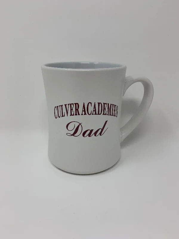 Spill-proof glass travel mug-Culver Dad White Matte Mug - 16oz