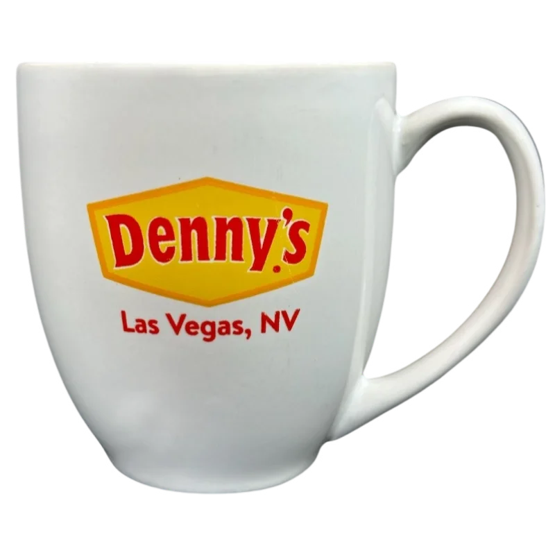 Modern clear glass cup-Denny's Las Vegas Great Food With A Side Of Conversation Mug