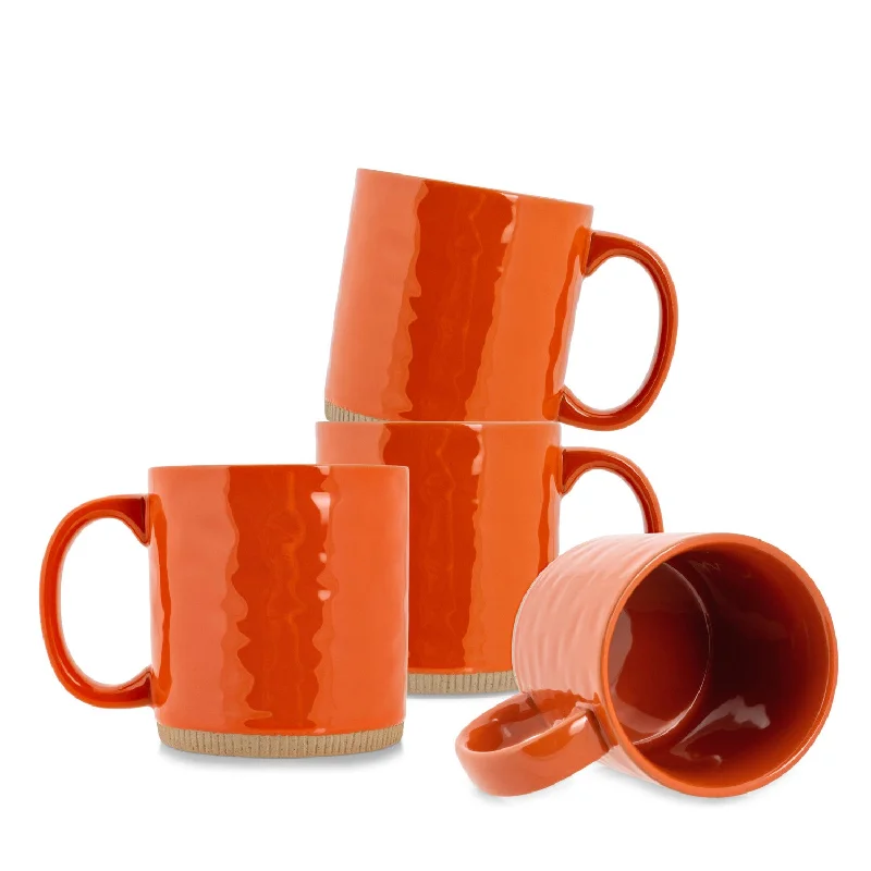 Stainless steel smoothie cup-Elanze Designs Solid Burnt Orange 13 ounce Glossy Ceramic Coffee Mugs Pack of 4