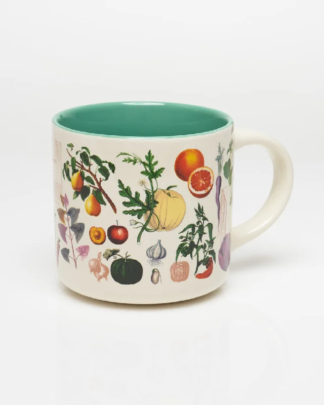 Glossy yellow ceramic cup-Edible Plants: Fruits & Veggies 15 oz Ceramic Mug