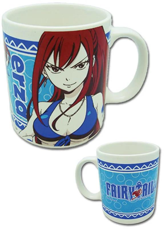 Whimsical striped travel mug-Fairy Tail - Erza Scarlet Swimsuit Mug