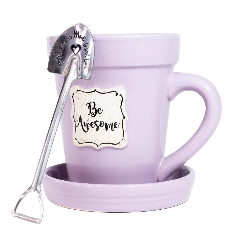 Ombre travel water cup-Lilac Flower Pot Mug - “Be Awesome” Without Scripture