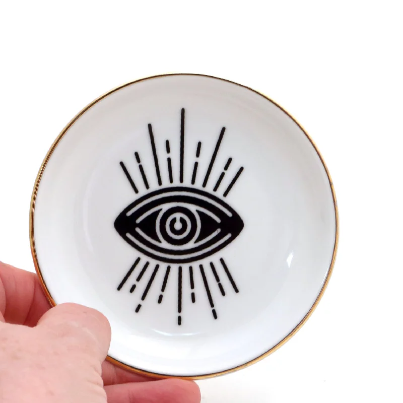 Custom design travel cup-Third Eye ring dish, ring holder with 22 K gold, celestial gifts