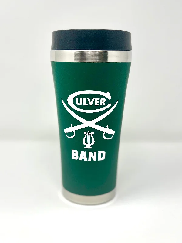 Double-layer glass coffee tumbler-JV Travel Tumbler Band Green- 16oz