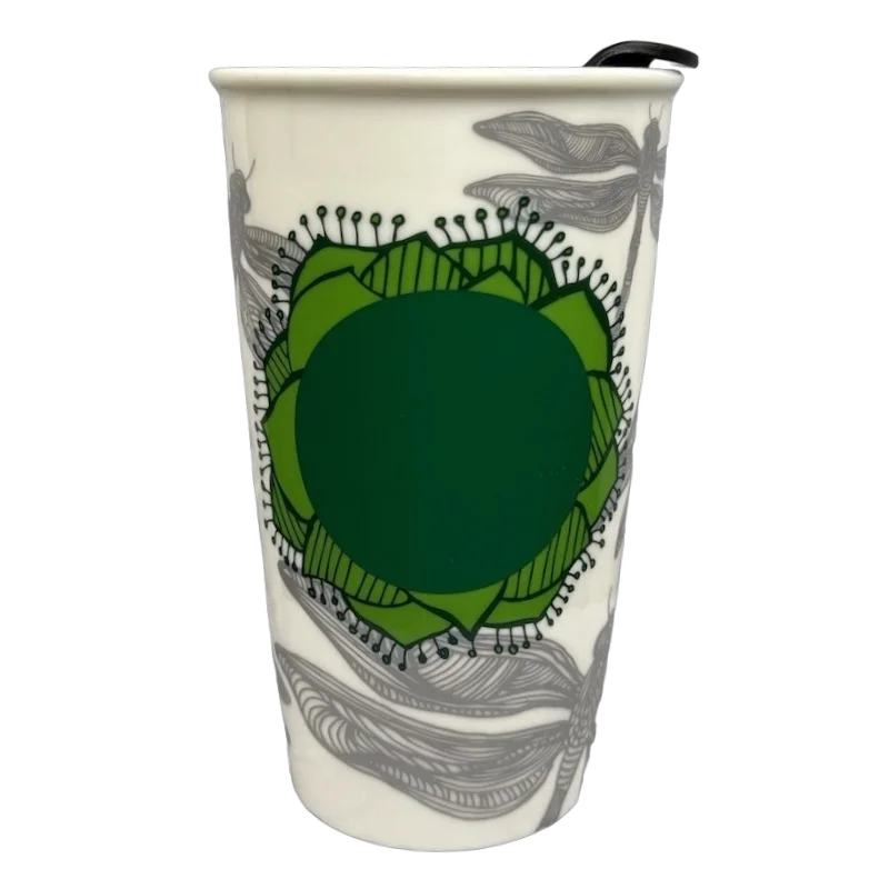 Anti-leak silicone travel mug-Lotus Flower Dragonflies 12oz Tumbler 2014 Starbucks