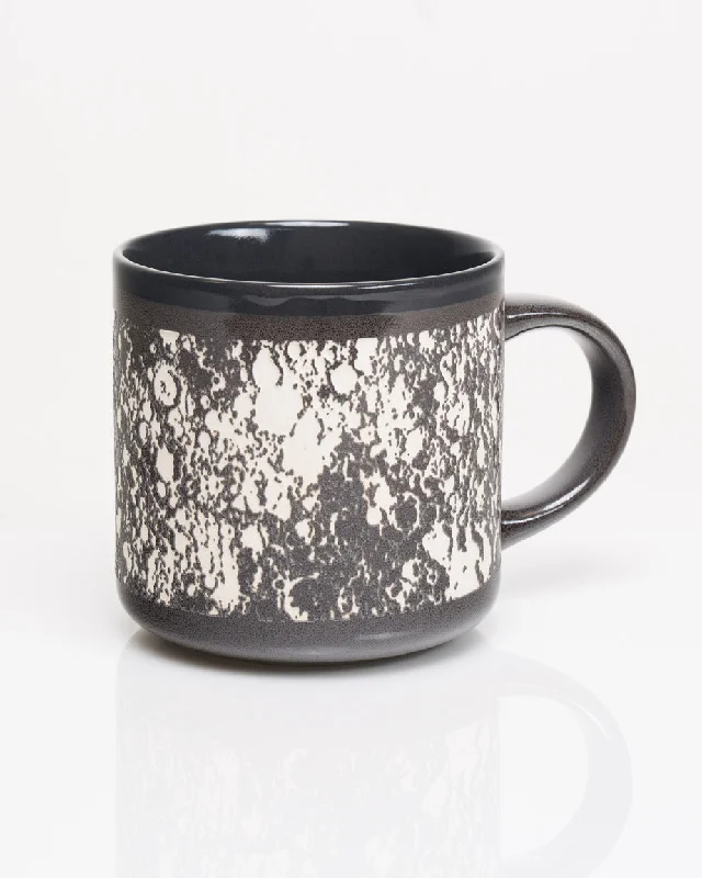 Portable bamboo sipping tumbler-Lunar Surface Hand Carved 15 oz Ceramic Mug