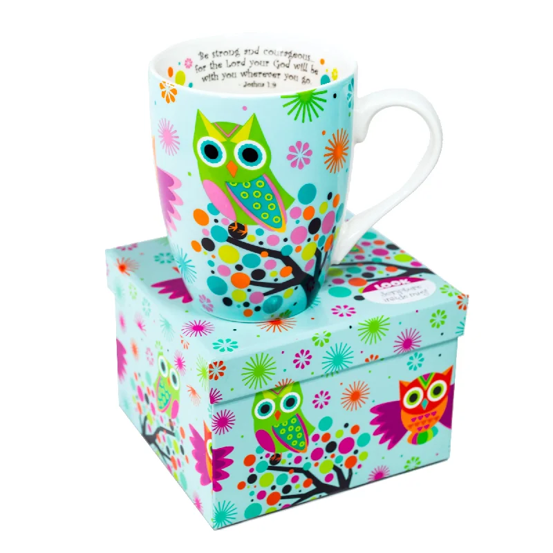 Eco-friendly hemp tumbler-Ceramic Mug - Owls On Tree