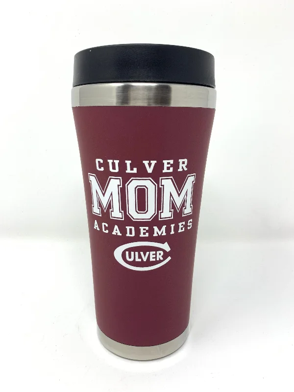 Engraved wooden coffee tumbler-Parent JV Travel Tumbler Mom- 16oz - Maroon