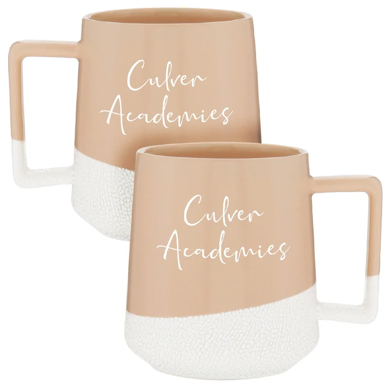 Rustic glazed clay cup-Culver Academies Vanilla Shagreen Mug - 17oz