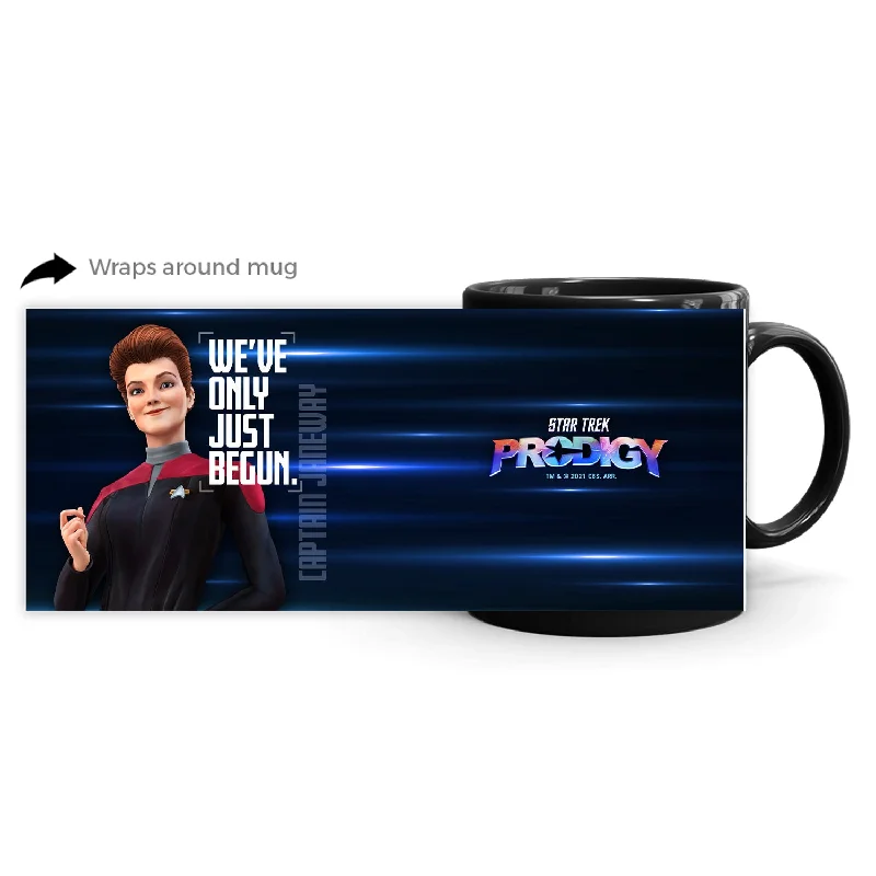 Lightweight steel travel tumbler-Star Trek: Prodigy Captain Janeway "We've Only Just Begun" Black Mug