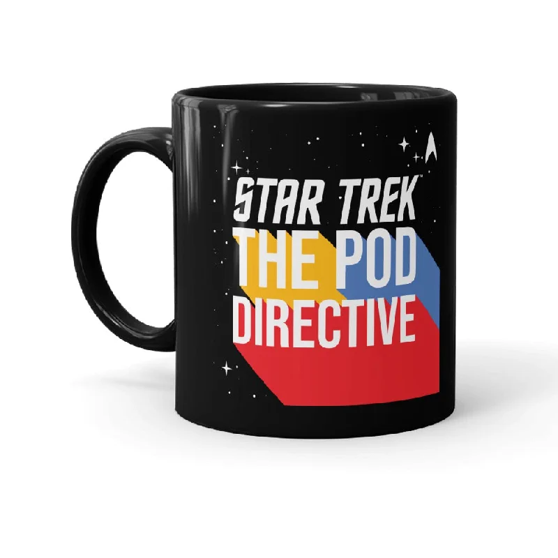 Sturdy glass camping tumbler-Star Trek The Pod Directive Black Mug