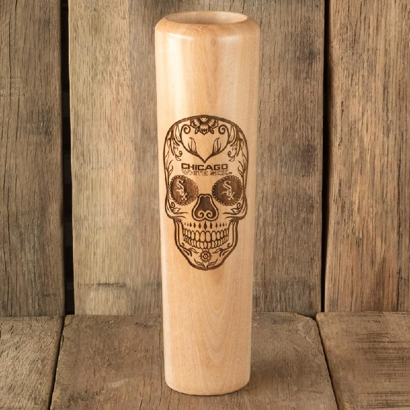 Engraved wooden coffee tumbler-Chicago White Sox Sugar Skull Dugout Mug® | Baseball Bat Mug