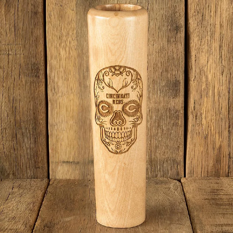 Heavy-duty tin tumbler-Cincinnati Reds Sugar Skull Dugout Mug® | Baseball Bat Mug