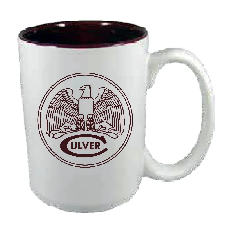 Sturdy brass camping mug-Two Tone El Grande White/Maroon Eagle Circle