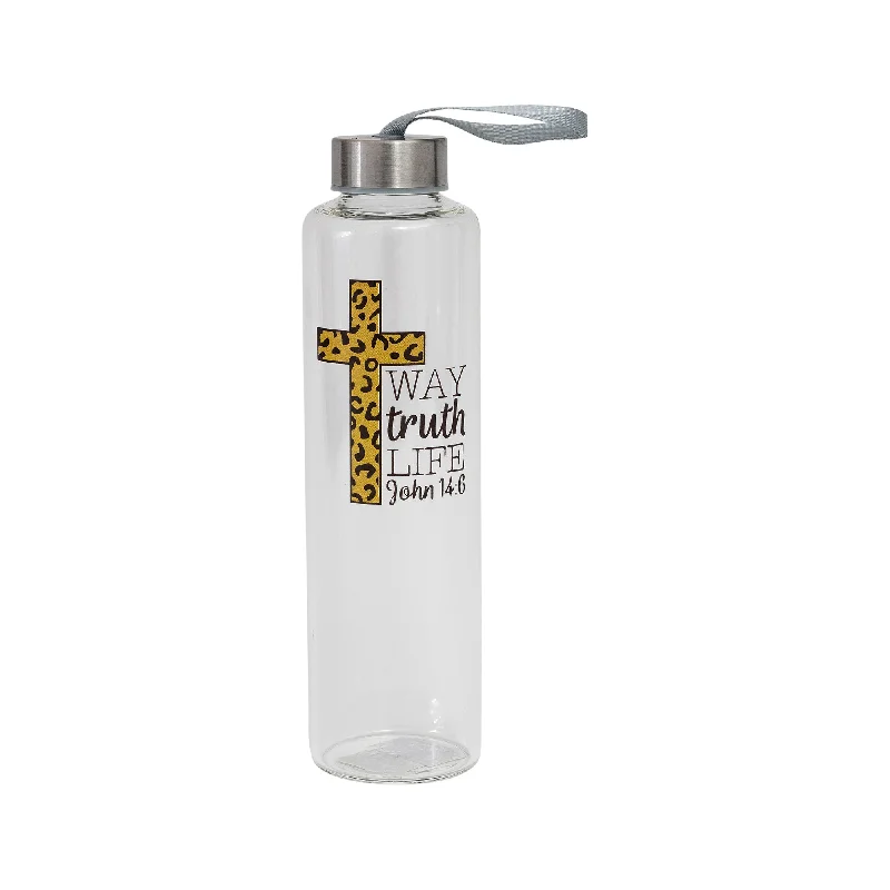 Anti-leak camp coffee mug-Way Truth Life Leopard Print Cross Water Bottle