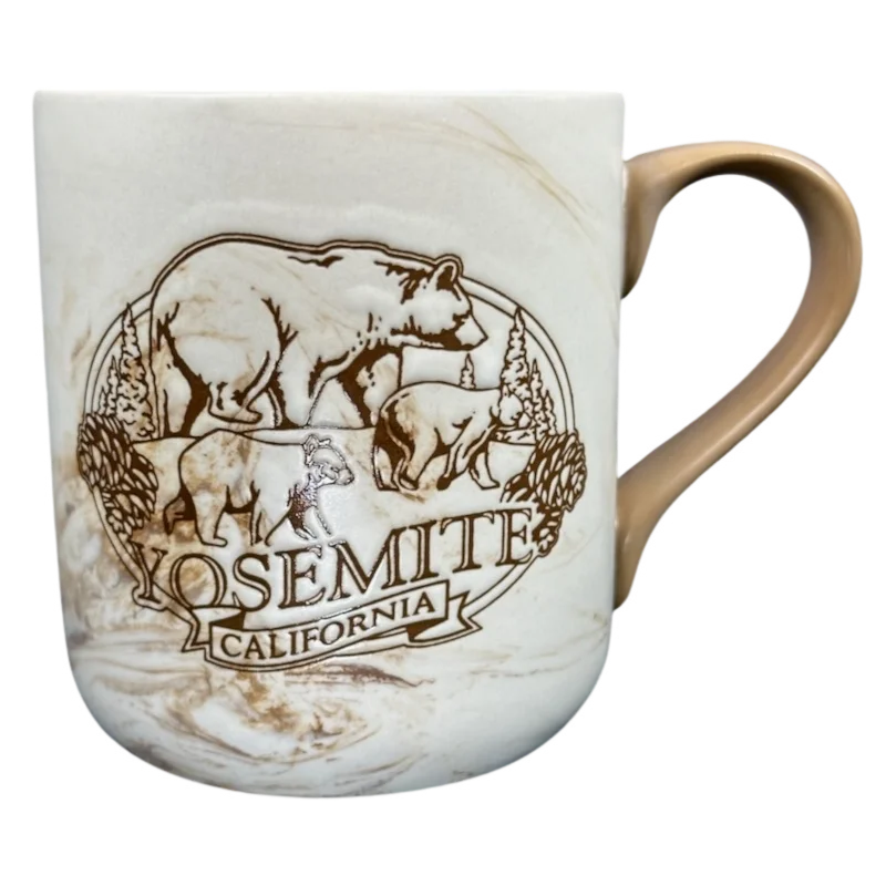 Foldable stainless sipping cup-Yosemite California Bears Etched Marble Mug