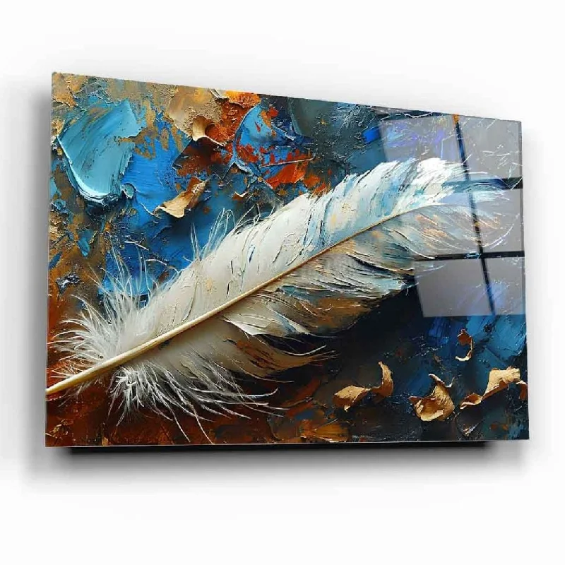 Mid-century birch sideboard-Feather in Motion Glass Wall Art