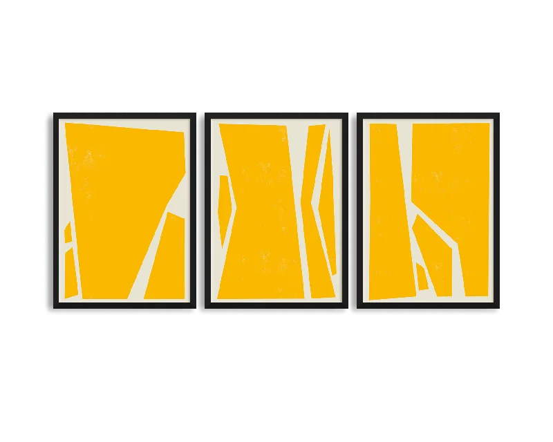 Bohemian weave wall decor-Abstract Squares Yellow Trio Set