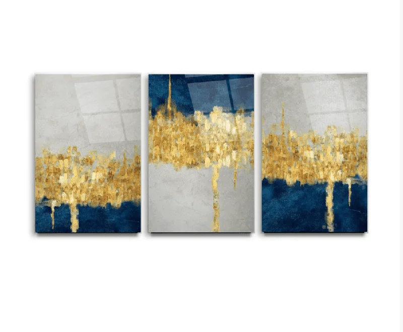 Farmhouse birch wall art-Abstract Wall Decor Glass Wall Art & Set of 3