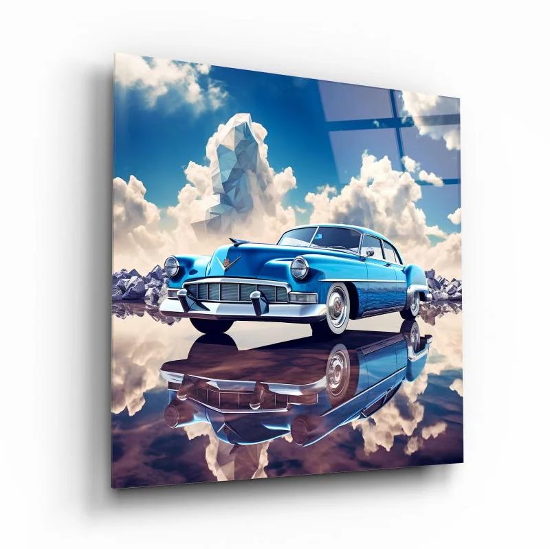 Modern line wall print-Blue Dream: Reflections of a Classic Glass Wall Art