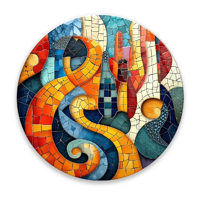 Bronze-tone serving platter-Abstract Mosaic Glass Wall Art