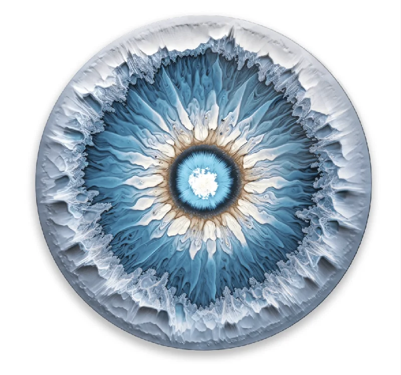 Ceramic lotus planter-Blue & White Eye Rounded Glass Wall Art