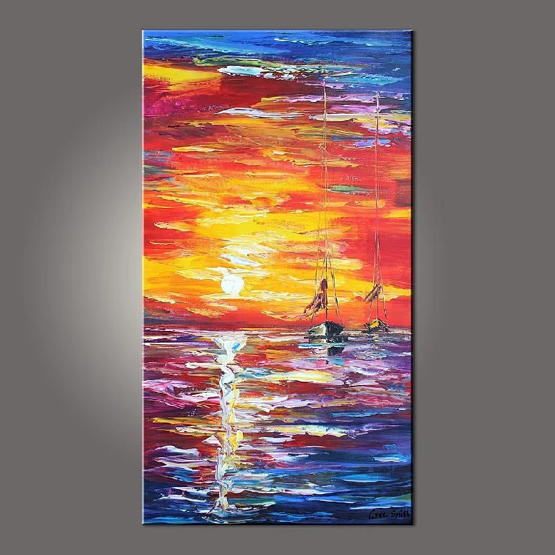 Bohemian rope wall hanging-Boat Painting, Modern Art, Contemporary Art, Art Painting, Abstract Art, Abstract Art Painting, Living Room Wall Art, Canvas Art