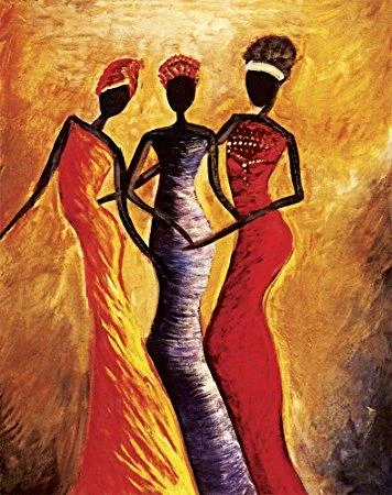 Mid-century birch bookshelf-Canvas Painting, African Art, African Woman Painting, African Girl Painting, Modern Wall Art