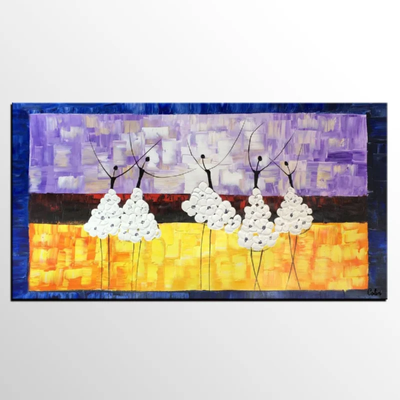 Plush cotton throw rug-Simple Modern Art, Canvas Painting for Sale, Ballet Dancer Painting, Original Artwork, Paintings for Bedroom, Buy Art Online