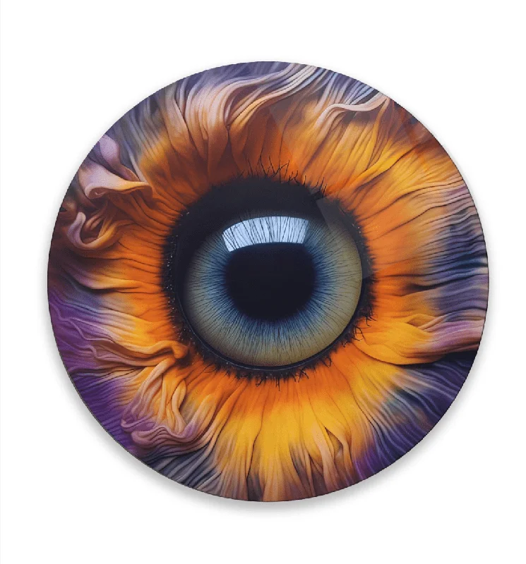 Soft wool accent throw-Colourful Deep Eye Rounded Glass Wall Art