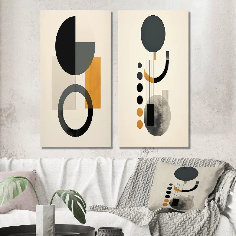 Bohemian knot wall decor-Designart "Minimal Circular Geometric Illustration" Modern Geometric Wall Art Set of 2 - Modern Printed Wall Décor